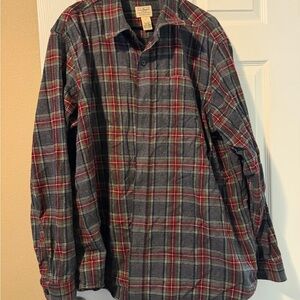 L.L. Bean Red and Gray Plaid Shirt